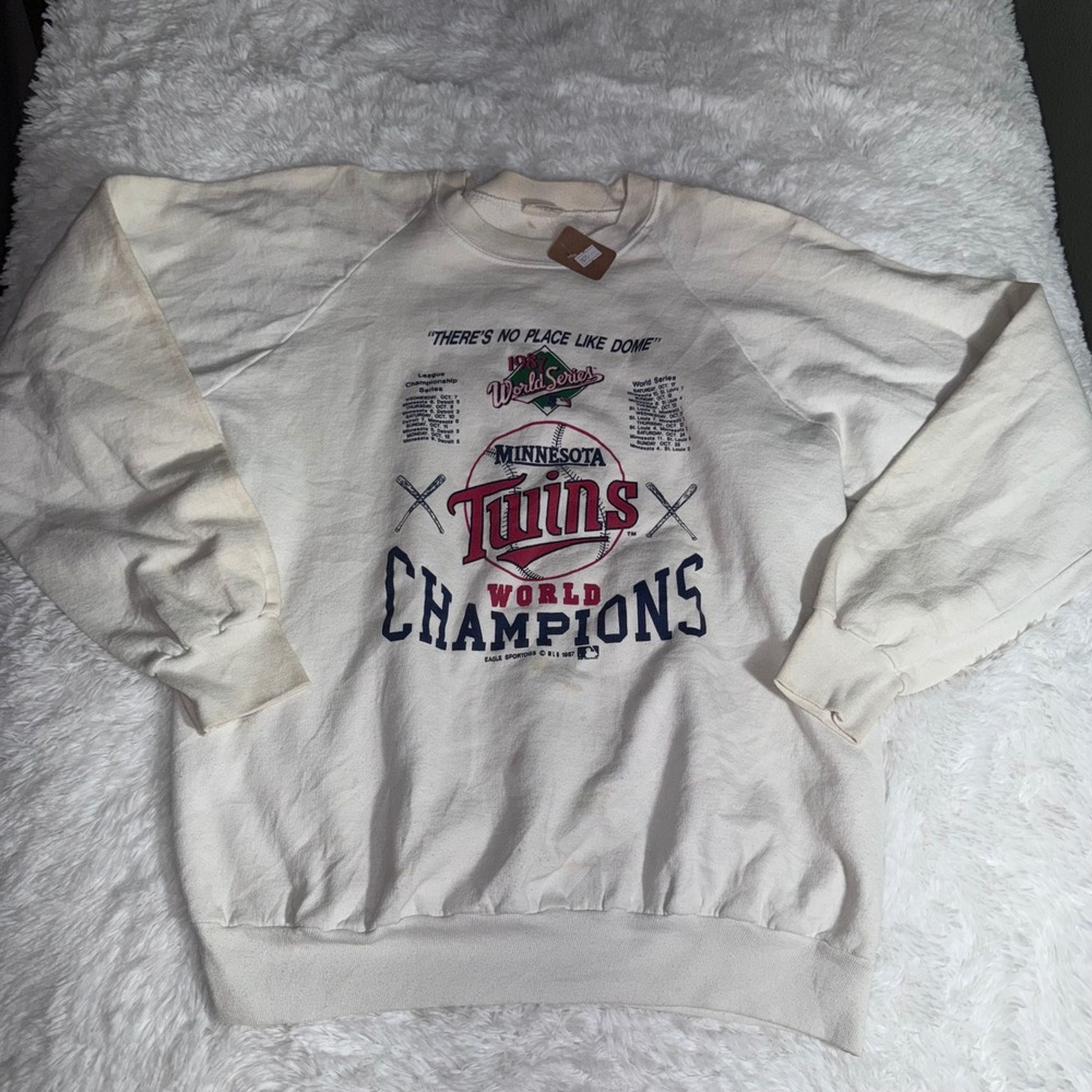 Belton Minnesota Twins Sweatshirt Mens XL White 1987 World Series Champions MLB